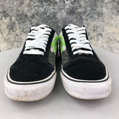 Vans Unisex 7M 8.5W Old Skool Flame Black Green Leather Low Top