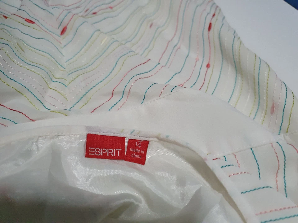 ESPIRIT DRESS SIZE 14 WHITE STRIPEY HALTER NECK ZIP UP BEACH BABE 2000S - image 4 of 4