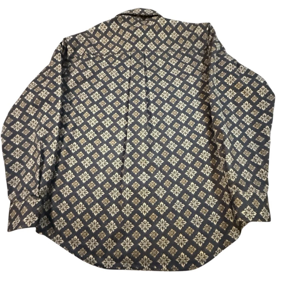 Camisa de vestir para hombre Natural Issue mediana con botones patrón negro y marrón Foto 4 de 4