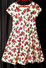 Vintage Rosenkleid Baumwolle Kurzarm Handarbe...