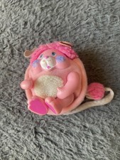 Peluche vintage Mattel 3" mini poppi tascabili rosa e viola festa 1985 