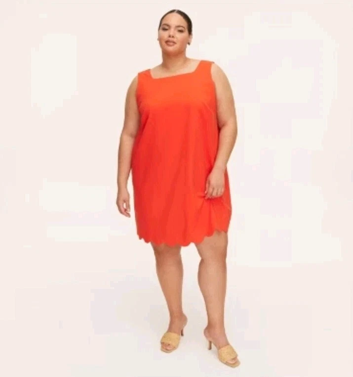 Kate Spade Mini Abito Cambio Donna x Target XXL 2XL Rosso Smerlato Senza Maniche