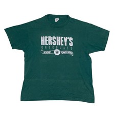 Vintage Hersheys Chocolate T Shirt Mens XL Green Anvil Single Stitch Made in USA