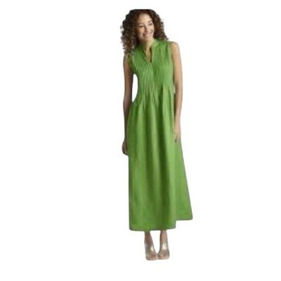 J Jill 100% Linen New Resortwear Pintuck Pleated Maxi Dress XS Apple Green  Aline | eBay