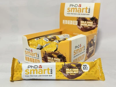 PhD Smart Bar Milk Chocolate Hazelnut 12 x 64g | High Protein | Low Sugar Snack