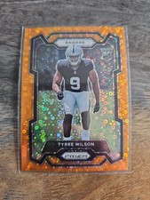 2023 Panini Prizm Rookies Tyree Wilson #363 (RC) Orange Disco Prizm Raiders SP