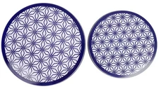 Set of 2 Stovetop Tin Burner Covers (1-10" & 1-8") BLUE & WHITE DESIGN, GR