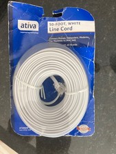 Ativa telecom line phone cord 50 feet - telecom white
