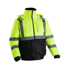 High Visibility Waterproof Reflective Safety Jacket - Yellow/Black, Size L