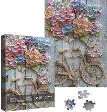 Colorful Flower Bike Puzzles for Adults 1000 Pieces...