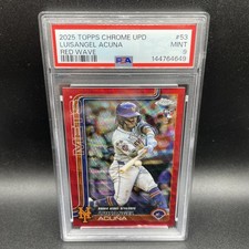 2025 Topps Chrome Update LuisAngel Acuna Red Wave Rookie /5 PSA 9 New York Mets
