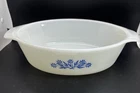 Vintage  Anchor Hocking Blue Corn Flower Oblong Casserole Dish 1.5 QT #433