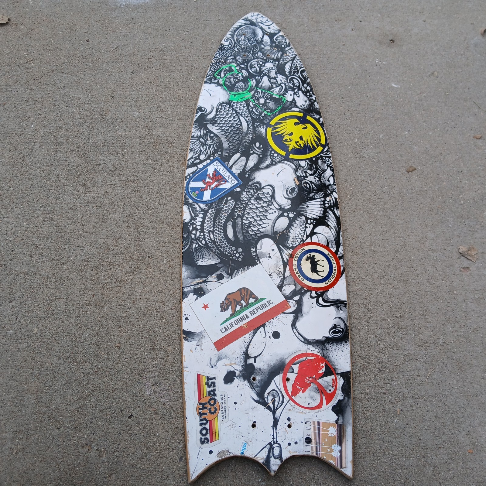 Arbor Bamboo 30.5&rdquo; x 9.25" Skateboard Deck Koi Fish Cruiser Fish Swallowtail