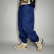 Vintage 90s Nike Track Pants Mens XL Navy Blue Nylon Joggers Embroidered Swoosh