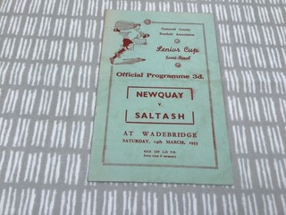 Newquay v Saltash Cornwall Senior Cup Semi Final March 1953 4 Pager Wadebridge