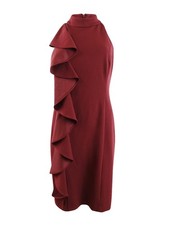Betsy & Adam Women's Cascade-Front Scuba Sheath Dress (6, Burgundy) 749709909671