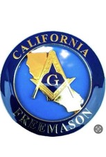 Masonic California Freemason auto car truck golden and blue cut out emblem