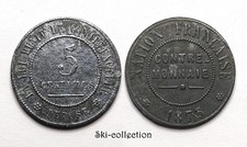 RARE 5 CENTIMES 1873, COUNTER COIN. FRENCH NATION. ZINC