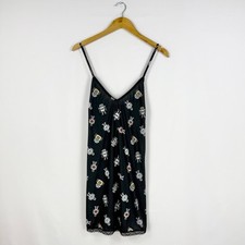Mod Cloth Women's Sleep Bright Nightgown Dress Medium Black Robot