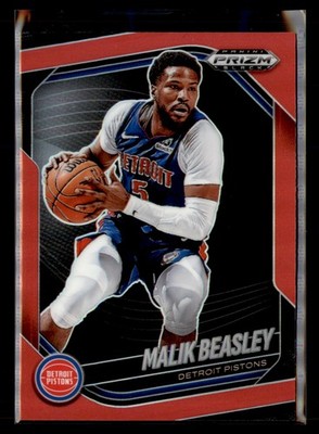 Malik Beasley 2024-25 Panini Prizm Black Red Prizms #/299 #36 Detroit Pistons