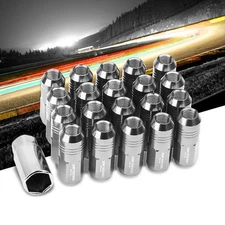 Silver Aluminum M12x1.50 50MM Tall Close End Acorn 20x Conical Lug Nuts