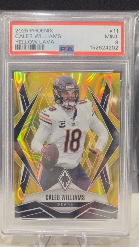 2025 Panini Phoenix Football Caleb Williams #11 Yellow Lava #/125 PSA 9