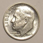 1964 D ROOSEVELT DIME, 90% Silver, uncirculated