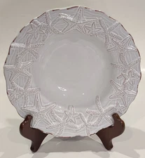 Mud Pie Starfish Rim Soup Bowl, Ceramic, Embossed Shell Design 9" New with Tags!