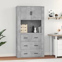 Highboard Betongrau Holzwerkstoff Modernes Sideboard Wohnzimmer Kommode