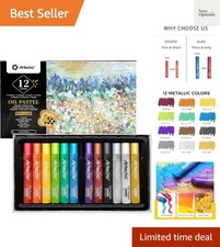Metallic Oil Pastels Set of 12 Colors, Soft Oil Pastels for Art Painting, Dra...