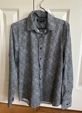 Kenneth Cole Men  s Green  White Abstract Print Button-Up Slim Fit Dress Shirt