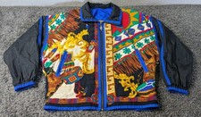 Vtg East West Colorblock Windbreaker Jacket Women's S Geometric Pattern Full Zip