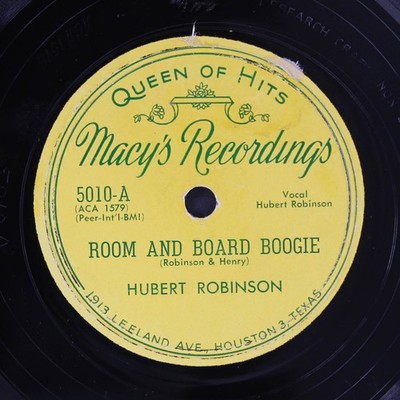 Hubert Robinson: Raum und Board Boogie / Bad Luck & Trouble MACYS Einzel 78 RPM