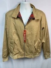 Harrington Jacket Men Nord Khaki Beige Red Plaid Lined- Sz XL