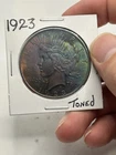 Peace Silver Dollar 1923 Uncirculated 90% Silver Monster Color Rainbow Toning