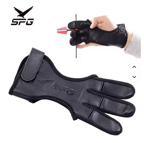 SPG Archery Premium Deerskin Leather 3 Finger Hand Guard, Glove, Bow Hunting.