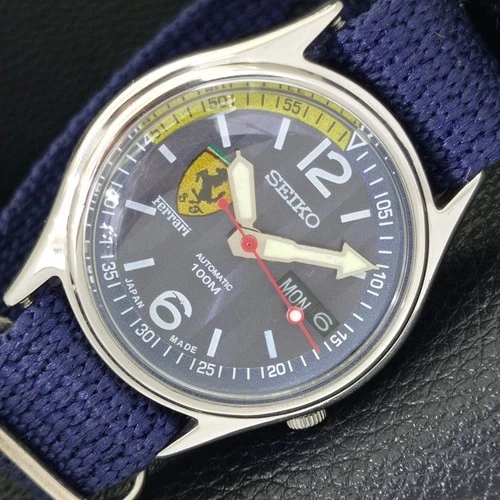 JAPAN VINTAGE SEIKO AUTOMATIC 7009A MENS FERRARI DIAL WATCH a700463-1