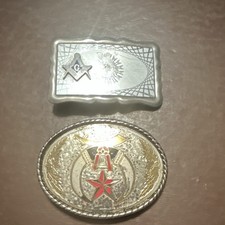 Two Vintage Masonic Belt Buckles