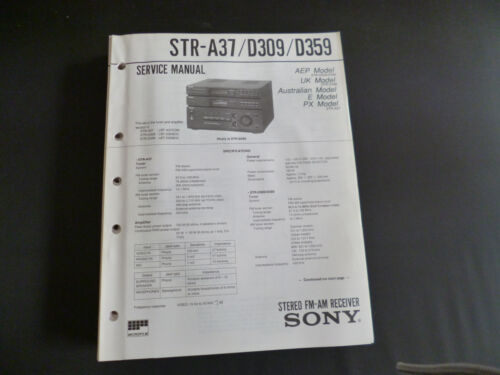 Original Service Manual Sony STR-A37 D309 D359 - Bild 1 von 1