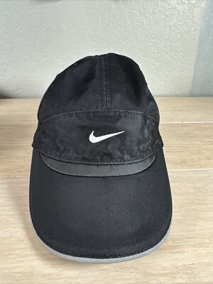 Vintage Nike Tailwind Panel Mesh Hat Running Cap Black Gray