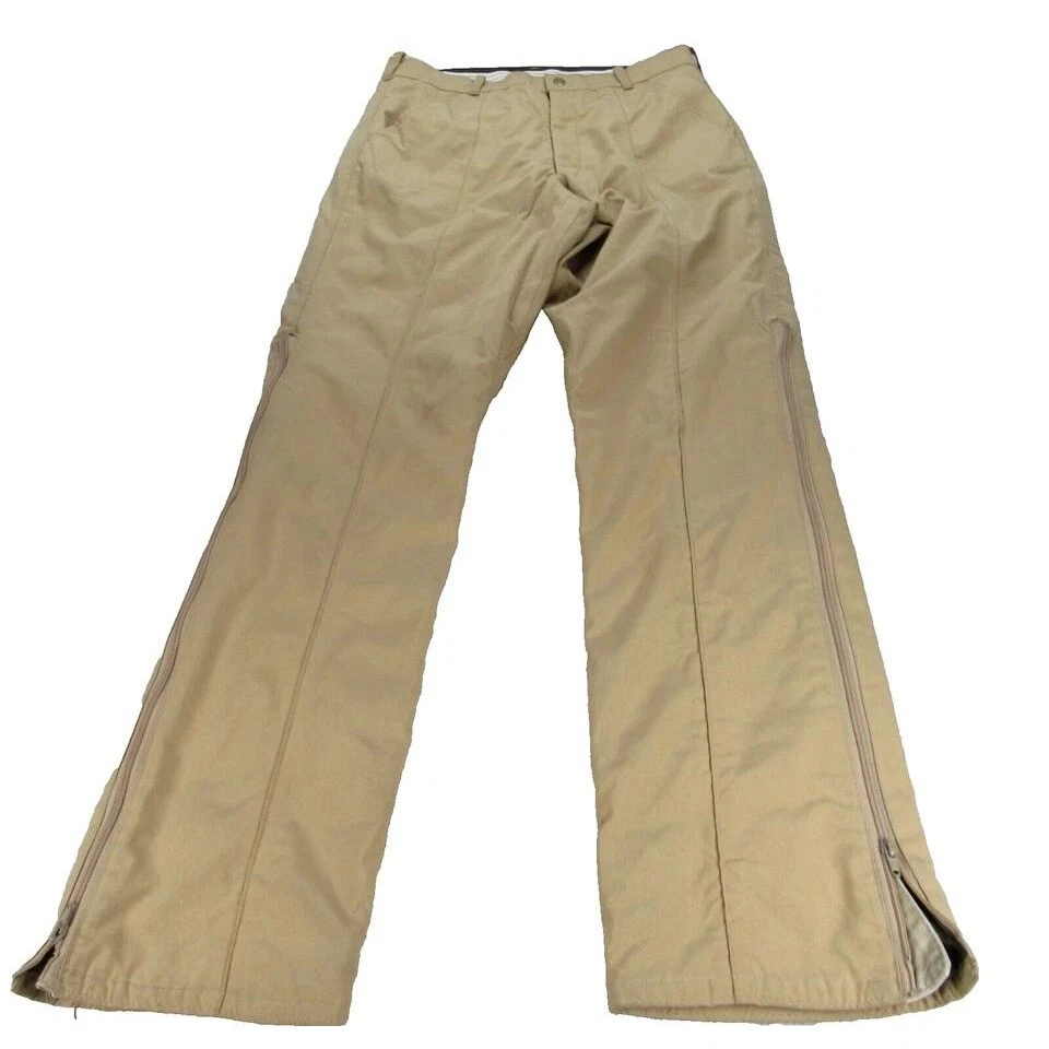 Vintage Cabelas Gore Tex Pants Men 32x32 Khaki Side Zip Rain Made In USA Hunting