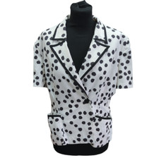 Marcelle Griffon Ladies White Black Spotty Short Sleeve Blazer Approx Medium
