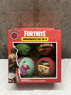 Rare Epic Games Fortnite Holiday Christmas Ornaments Set of 4 - Collection 1