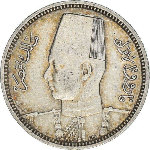 [#842126] Moneta, Egipt, Farouk, 2 Piastres, 1937, British Royal Mint, EF(40-45) - Zdjęcie 1 z 2