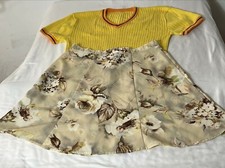 Women Yellow V-neck Short Sleeve Sweater with One Wrapper Skirt