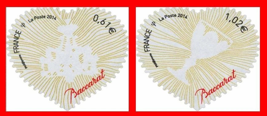 2014 TIMBRES AUTOADHESIFS N° 939 & 940" COEUR BACCARAT SAINT VALENTIN" NEUF** - Photo 1/1