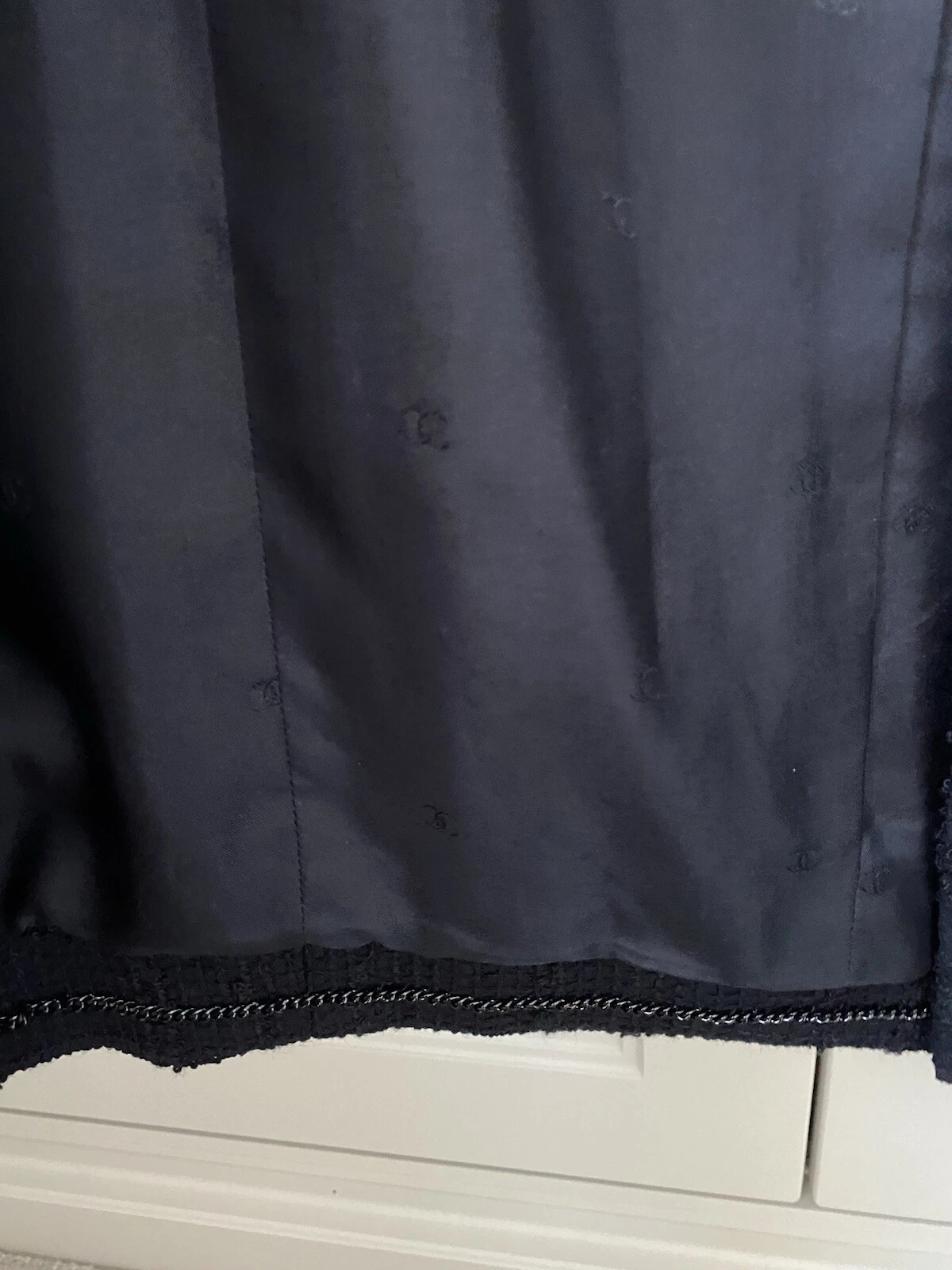 Giacca Chanel lunghezza 3 4 Navy Boucle taglia 38 mai indossata ottime condizioni