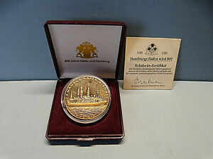Hamburg Hafen St.Pauli,Metall Magnet,goldfarben Medaille