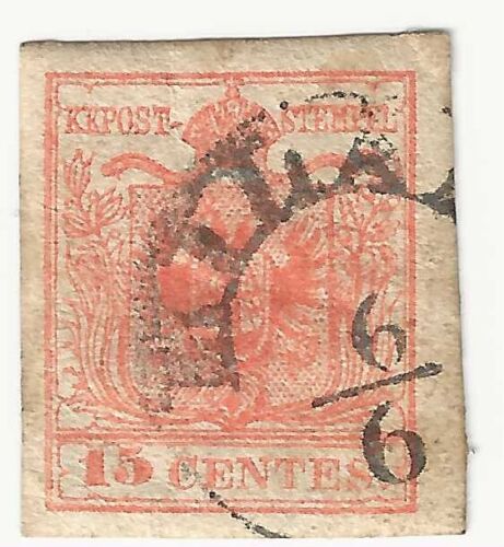 1850 Ancient States (Lombardy-Veneto) - 15 cent. Vermilion red type II used - Picture 1 of 1