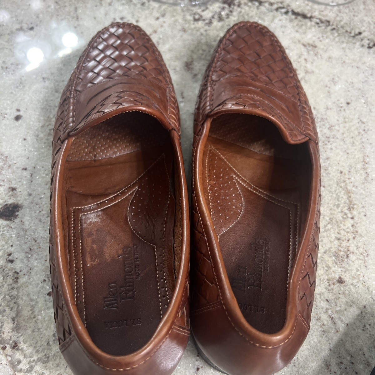 Allen Edmonds ST. LUCIA ローファー Allen Edmonds St Lucia Shoes Loafers 11.5 B Woven Leather Brown